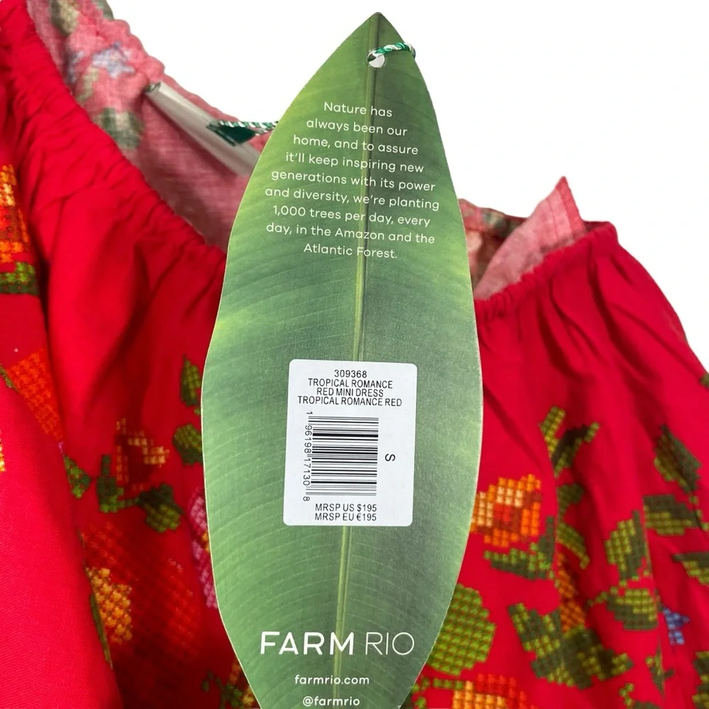 NWT Farm Rio Tropical Romance Red Mini Dress Size S - Picture 6 of 11